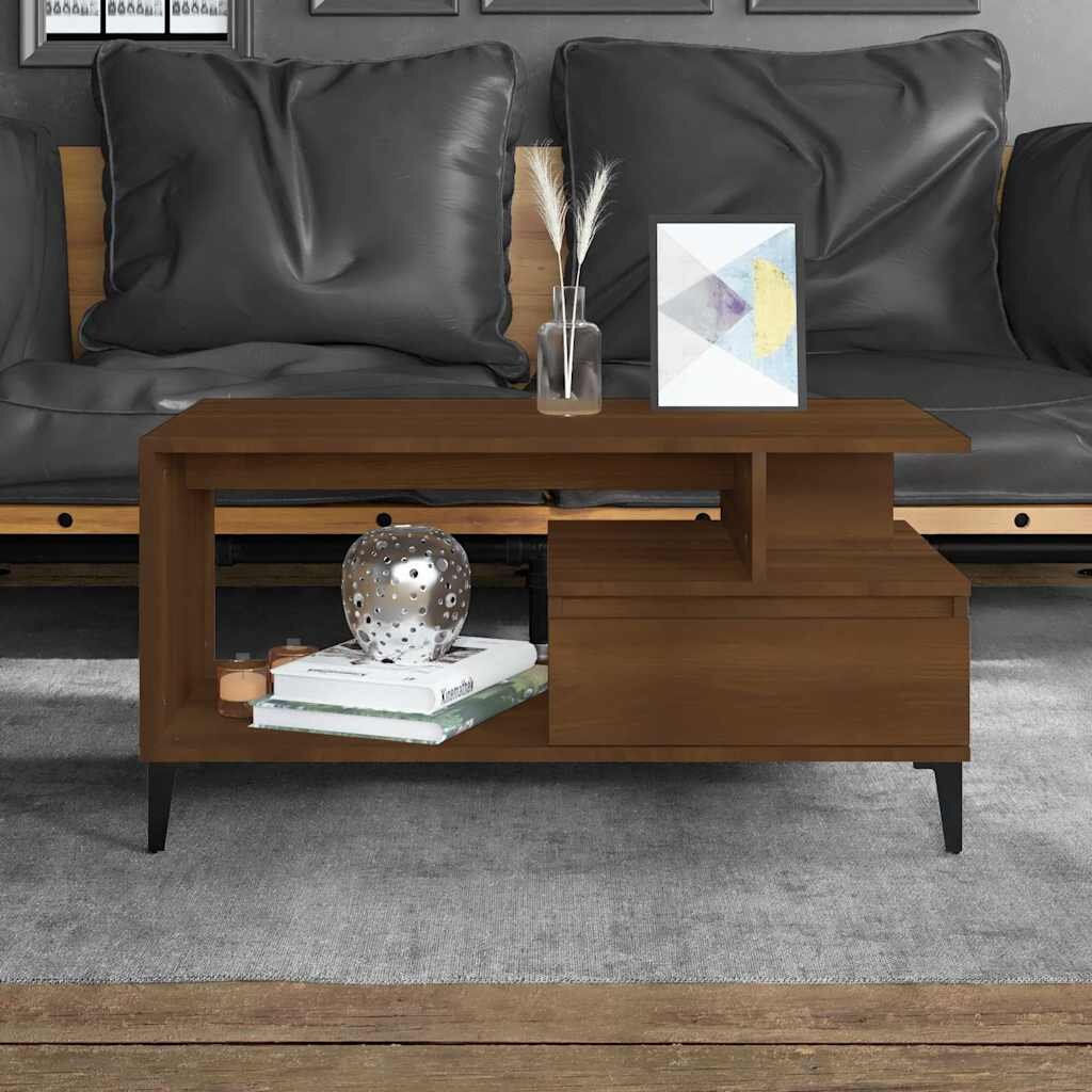 vidaXL Маса за кафе кафяв дъб 90x49x45 см инженерно дърво