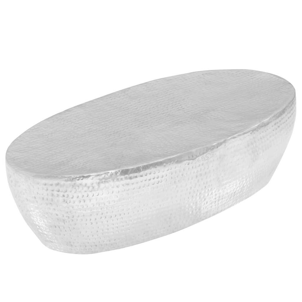 vidaXL Маса за кафе кована сребриста 100x50x28 см алуминий