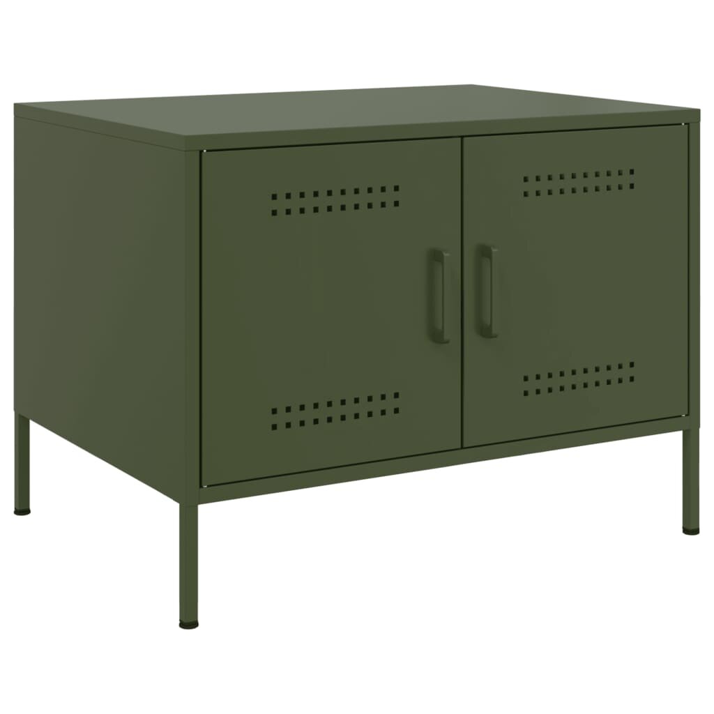vidaXL Маса за кафе маслиненозелено 68x50x505 см стомана