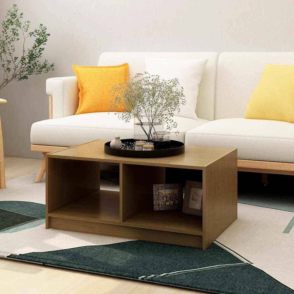 vidaXL Маса за кафе меденокафява 75x50x335 см борово дърво масив