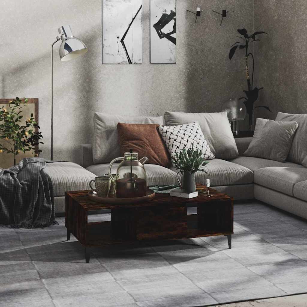 vidaXL Маса за кафе опушен дъб 1035x60x35 см инженерно дърво