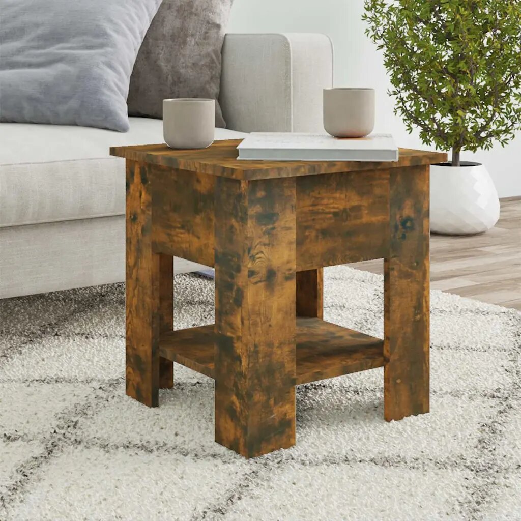 vidaXL Маса за кафе опушен дъб 40x40x42 см инженерно дърво