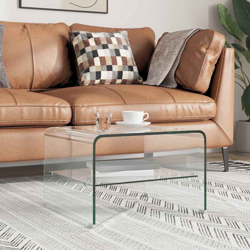 vidaXL Маса за кафе прозрачна 50x45x33 см закалено стъкло
