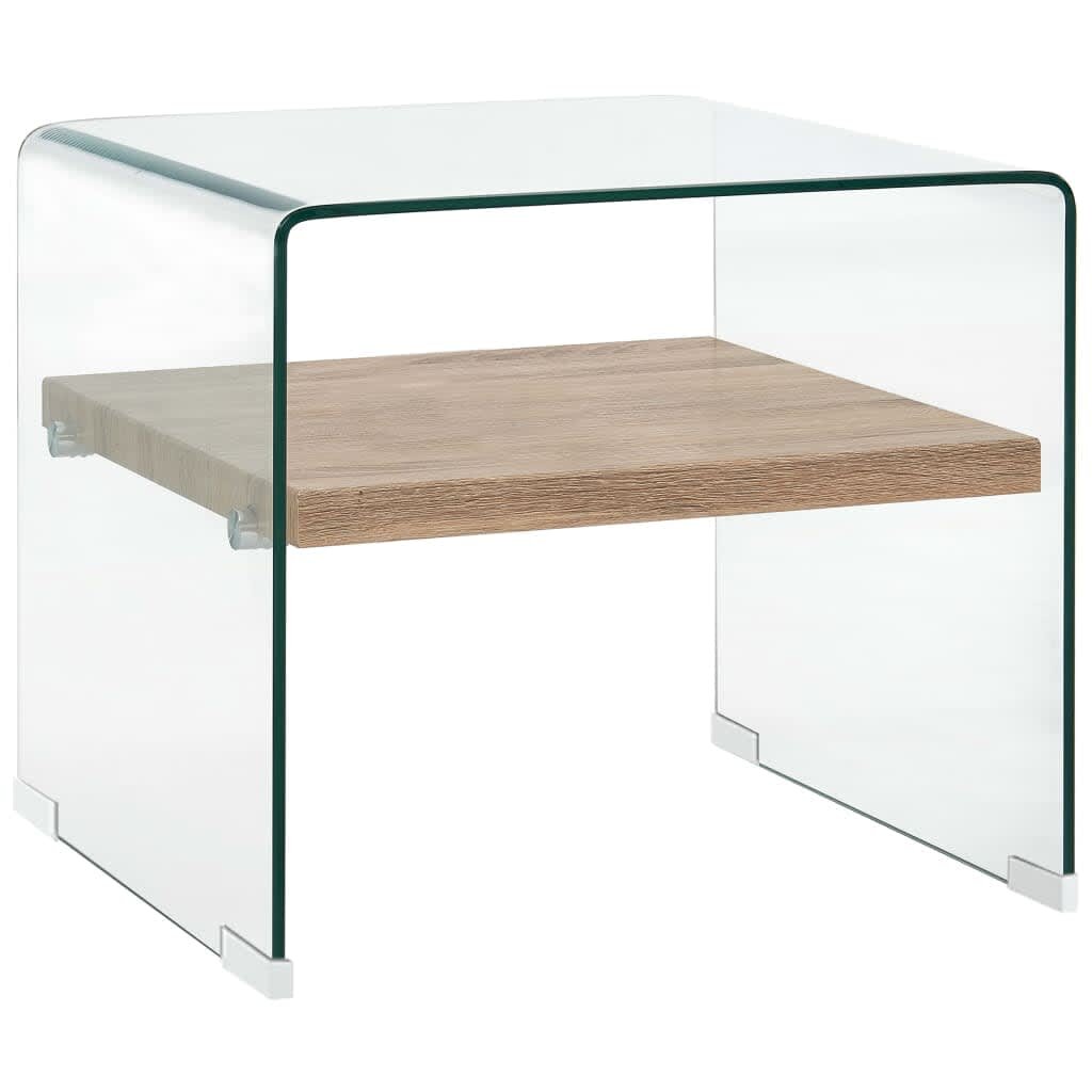 vidaXL Маса за кафе прозрачна 50x50x45 см закалено стъкло