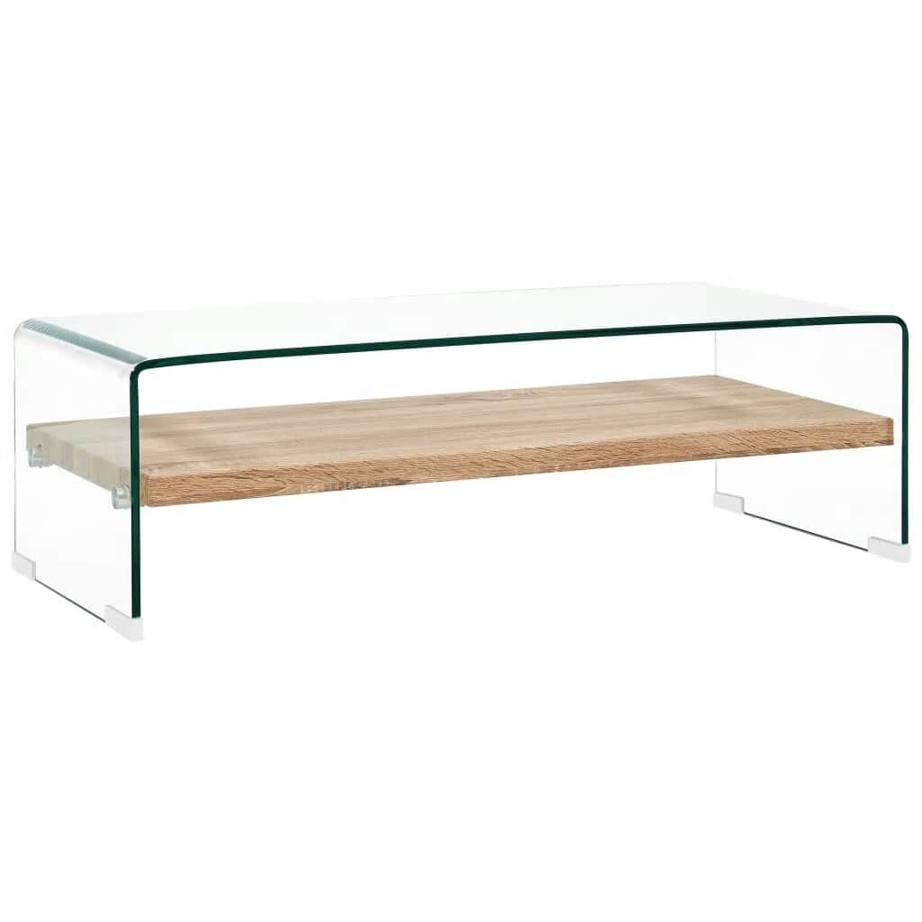 vidaXL Маса за кафе прозрачна 98x45x31 см закалено стъкло