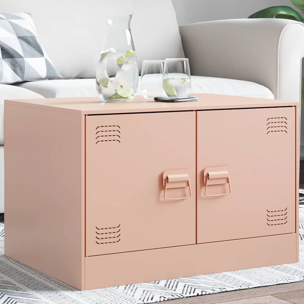 vidaXL Маса за кафе розова 67x50x44 см стомана