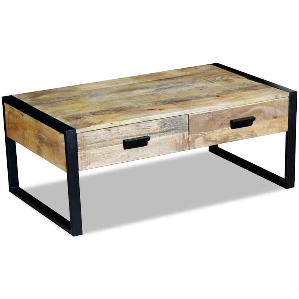 vidaXL Маса за кафе с 2 чекмеджета твърдо мангово дърво 100x60x40 cм