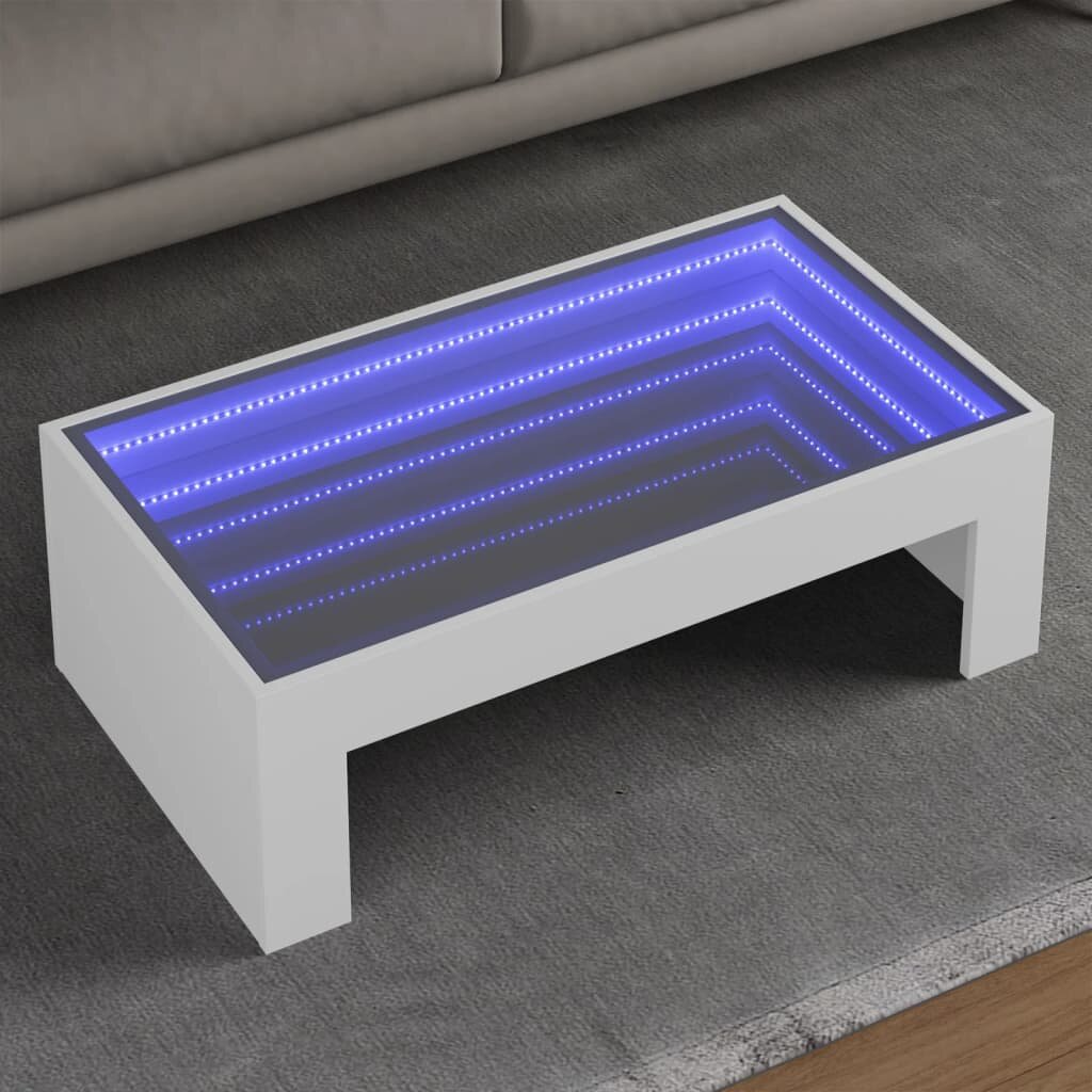 vidaXL Маса за кафе с Infinity LED бяла 90x50x30 см