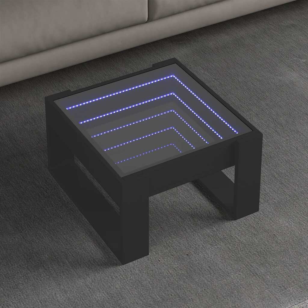 vidaXL Маса за кафе с Infinity LED черна 50x53x30 см