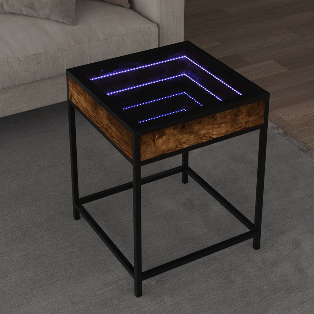 vidaXL Маса за кафе с Infinity LED опушен дъб 40x40x51 см