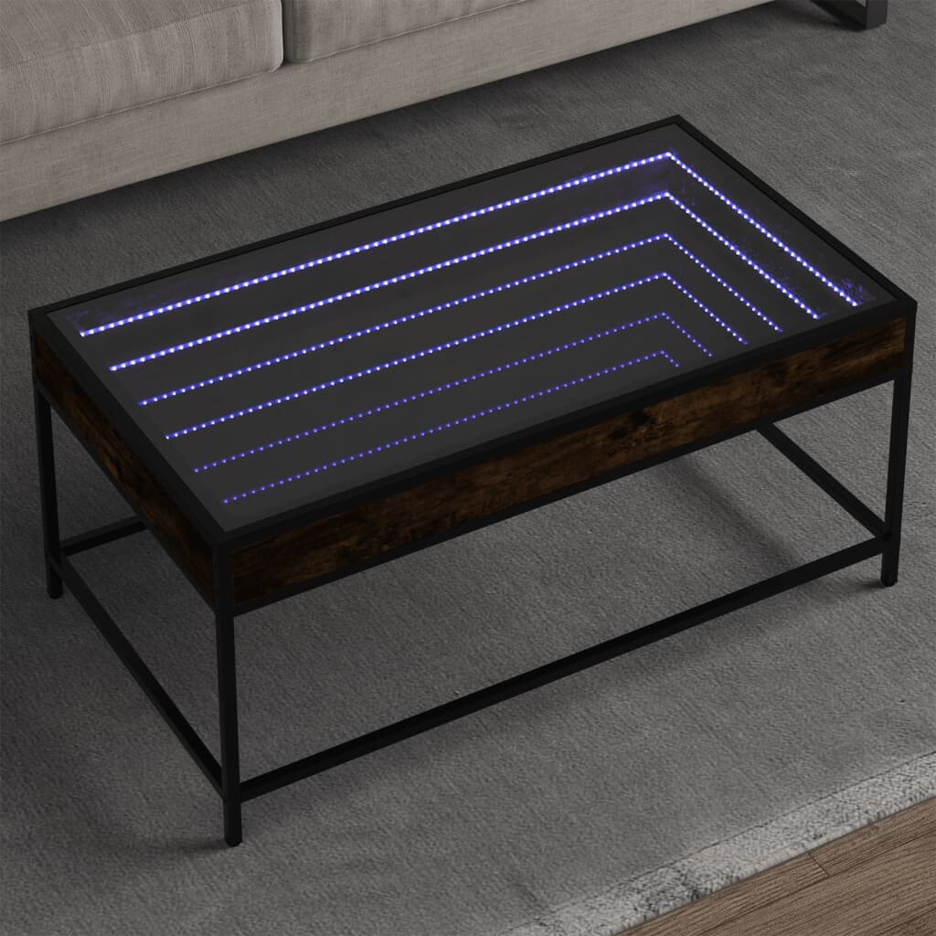 vidaXL Маса за кафе с Infinity LED опушен дъб 90x50x41 см