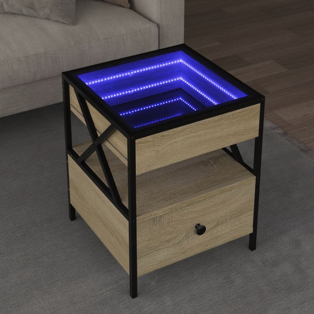 vidaXL Маса за кафе с Infinity LED сонома дъб 40x40x51 см