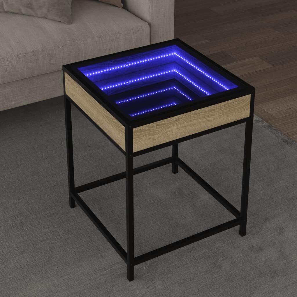 vidaXL Маса за кафе с Infinity LED сонома дъб 40x40x51 см