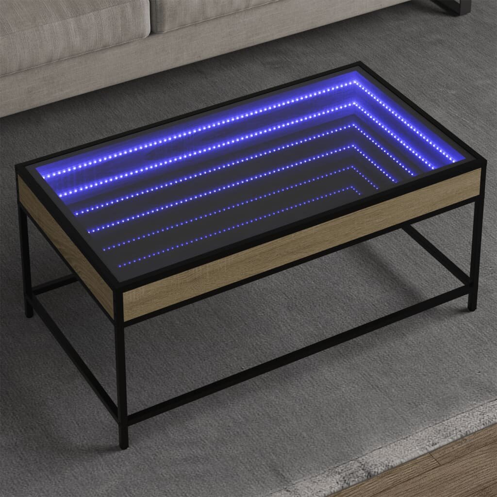 vidaXL Маса за кафе с Infinity LED сонома дъб 90x50x41 см