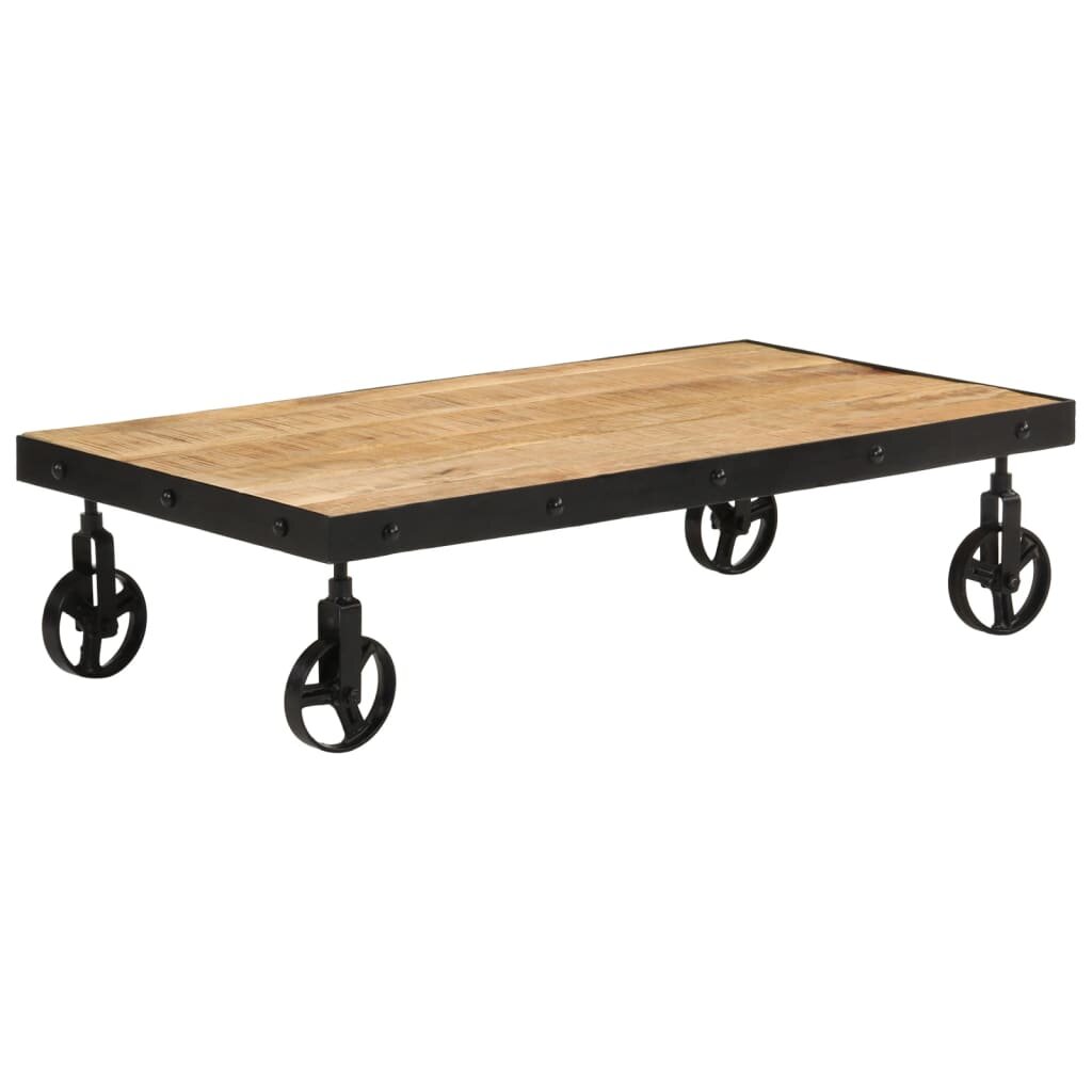 vidaXL Маса за кафе с колелца мангово дърво масив 100x55x26 cм