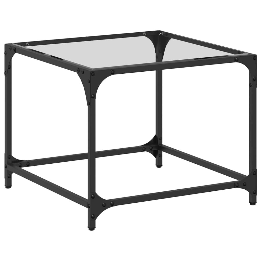 vidaXL Маса за кафе с прозрачен стъклен плот 50x50x40 см стомана