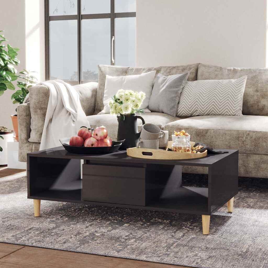 vidaXL Маса за кафе сив гланц 1035x60x35 см инженерно дърво