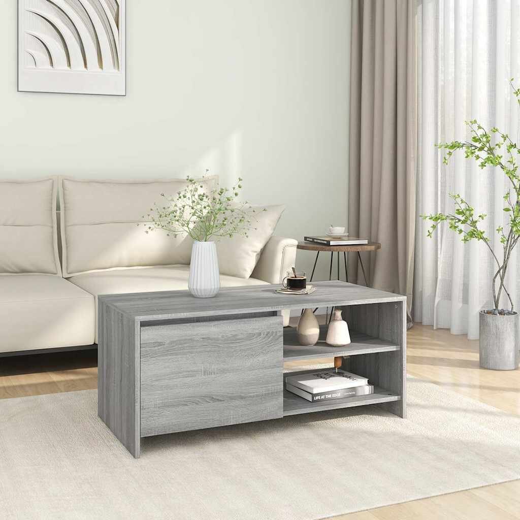 vidaXL Маса за кафе сив сонома 102x50x45 см инженерно дърво