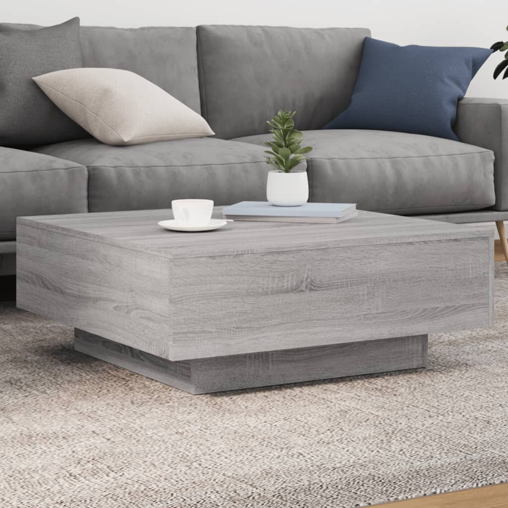 vidaXL Маса за кафе сив сонома 80x80x31 см инженерно дърво