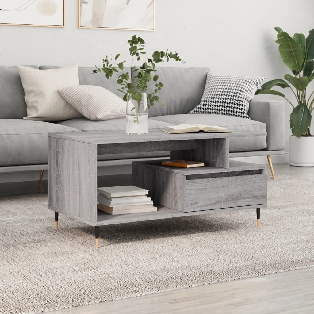 vidaXL Маса за кафе сив сонома 90x49x45 см инженерно дърво