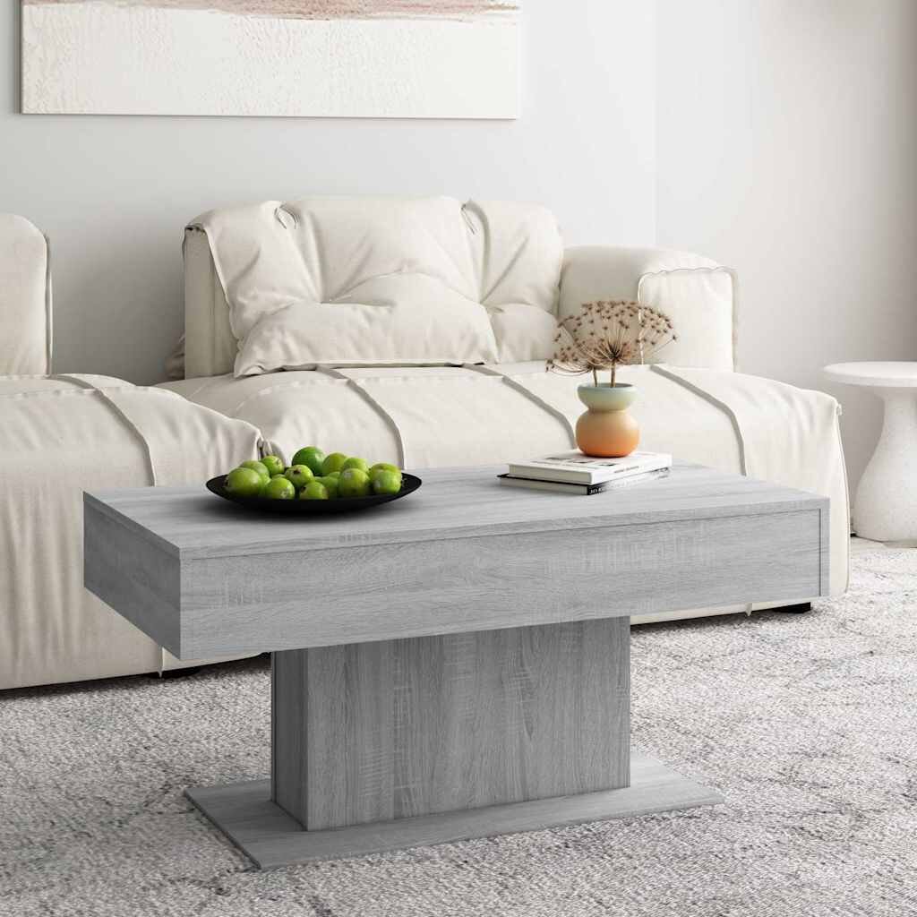 vidaXL Маса за кафе сив сонома 96x50x45 см инженерно дърво