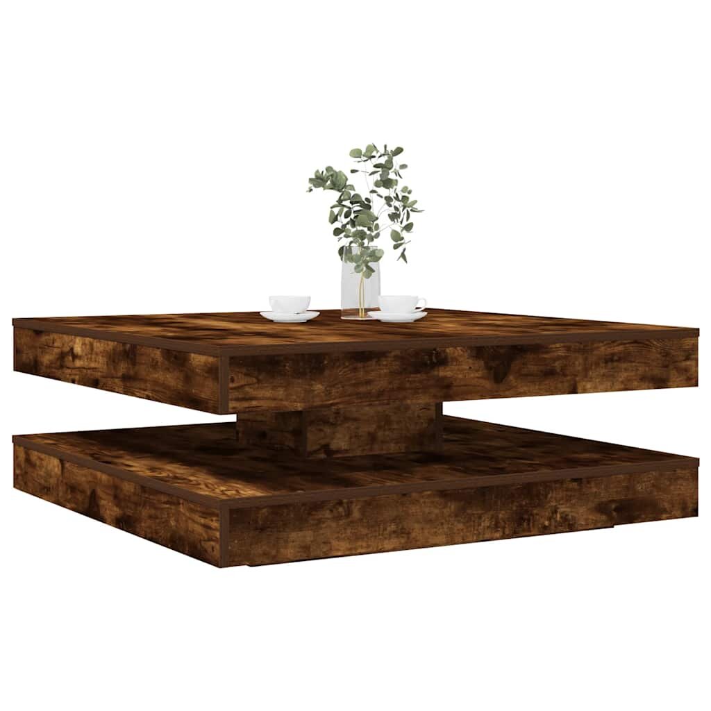 vidaXL Маса за кафе въртяща се на 360 градуса опушен дъб 90x90x345cm