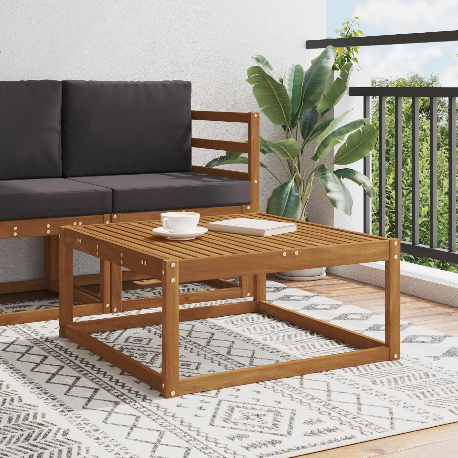 vidaXL Маса за открито Естествен 79 x 79 x 37 см