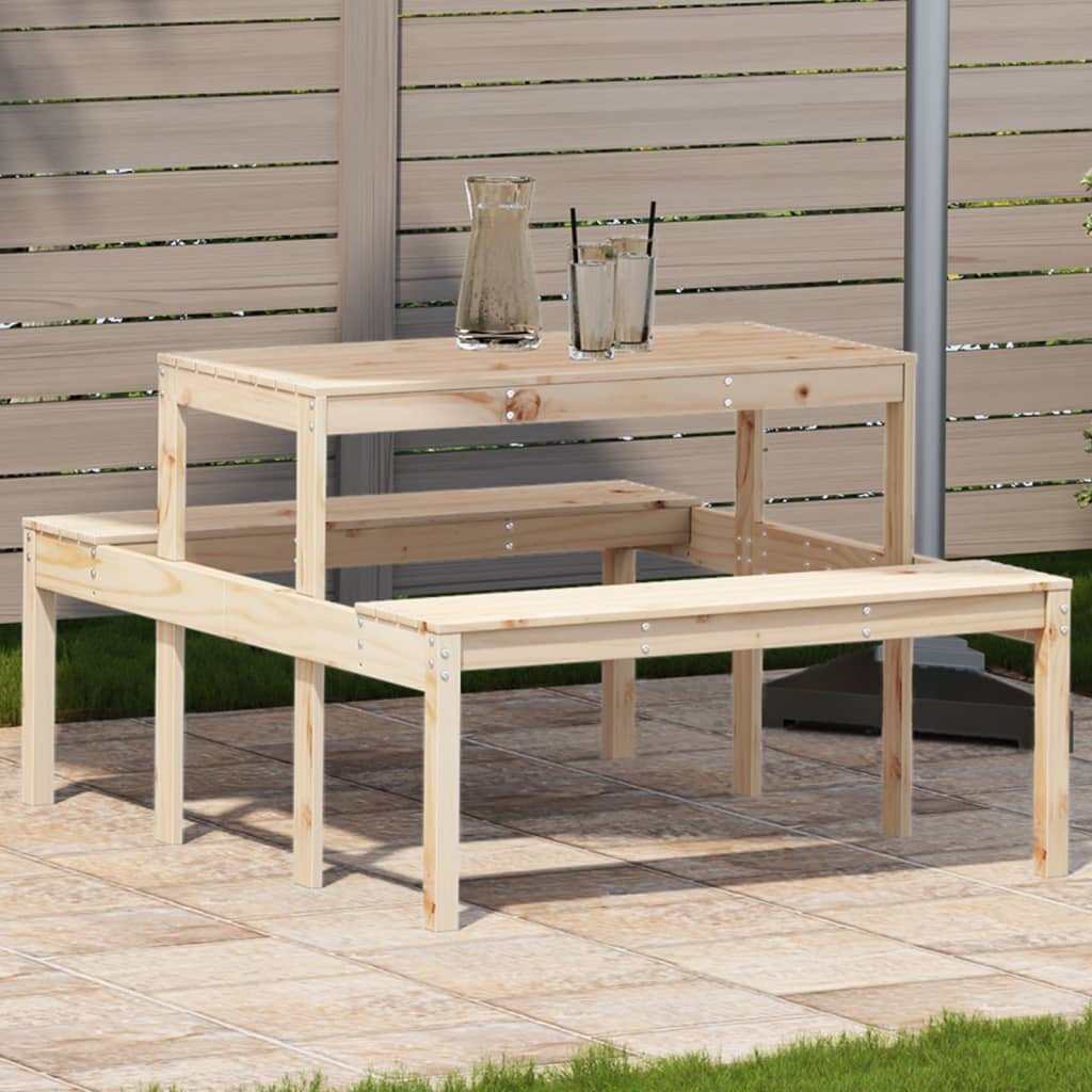 vidaXL Маса за пикник 110x134x75 см борово дърво масив