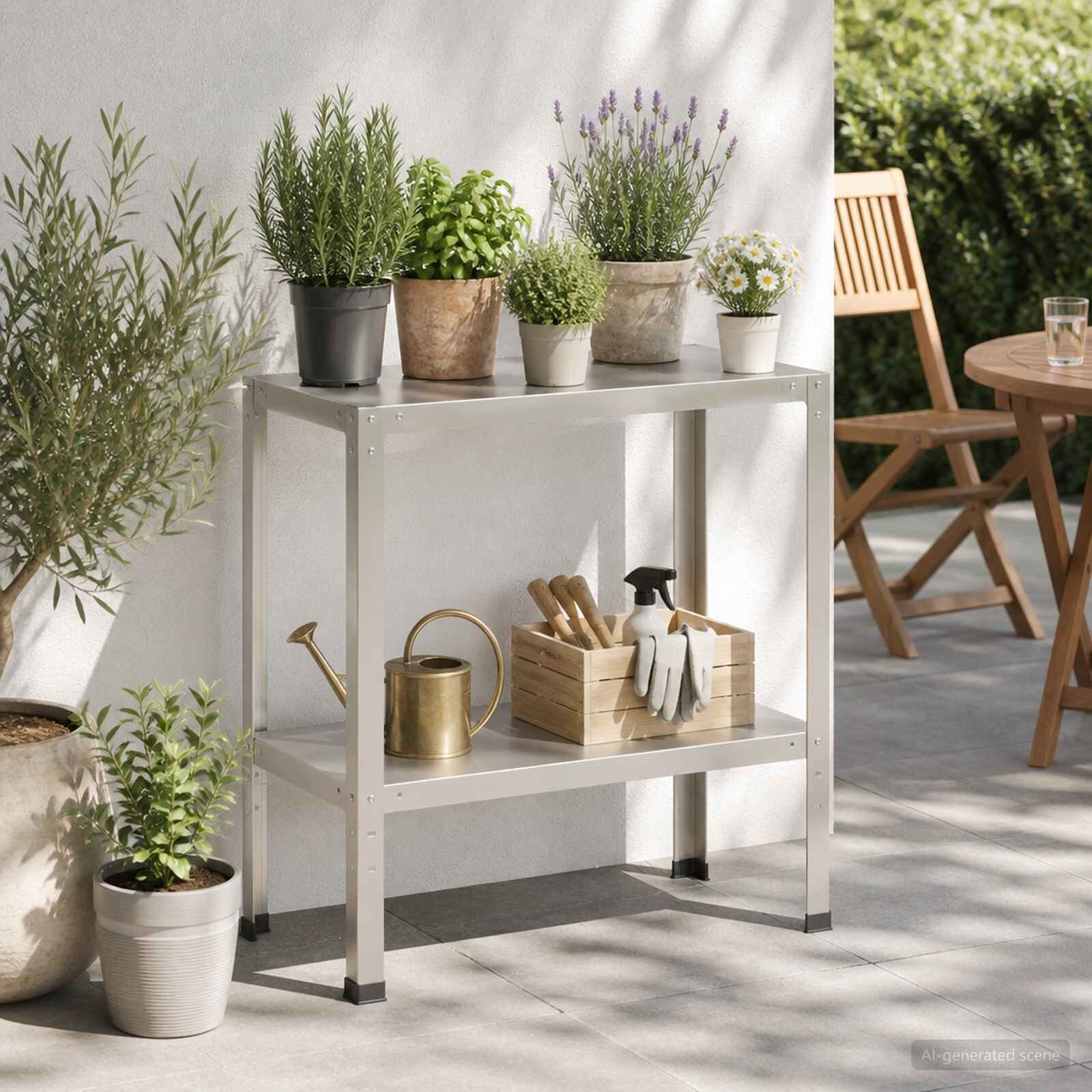 vidaXL Маса за засаждане 100 x 40 x 80 cm Неръждаема стомана Сребристо