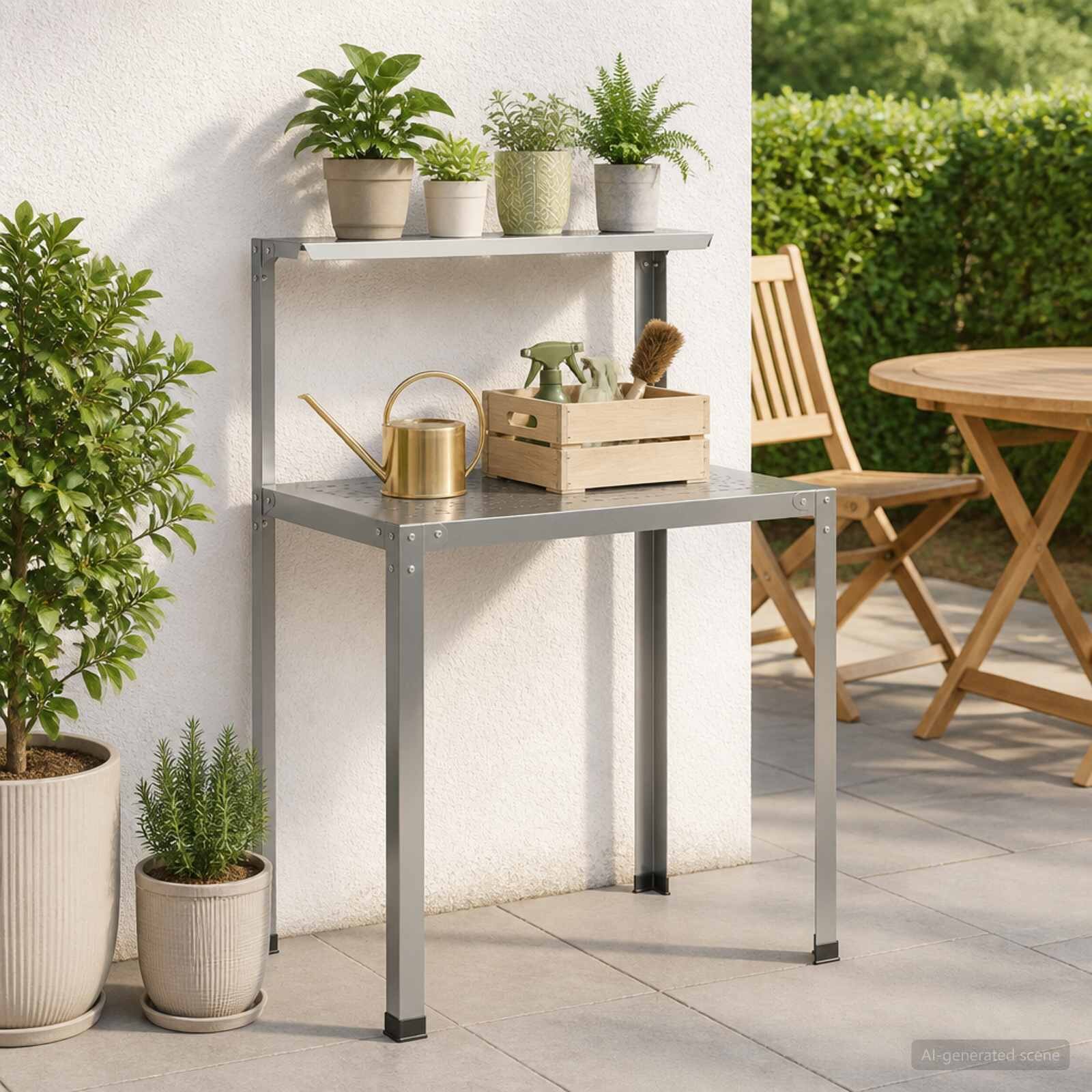 vidaXL Маса за засаждане 100 x 50 x 104 cm Поцинкована стомана