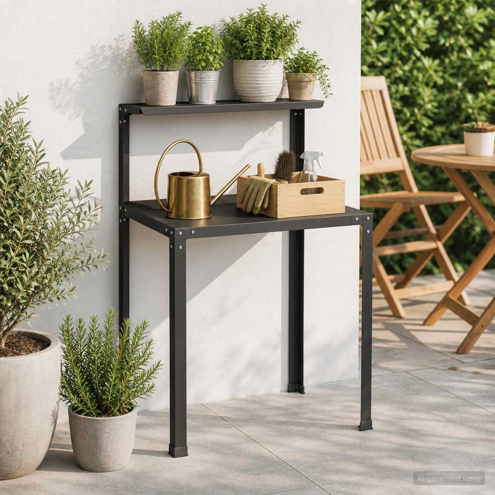 vidaXL Маса за засаждане 100 x 50 x 104 cm Прахово боядисана стомана