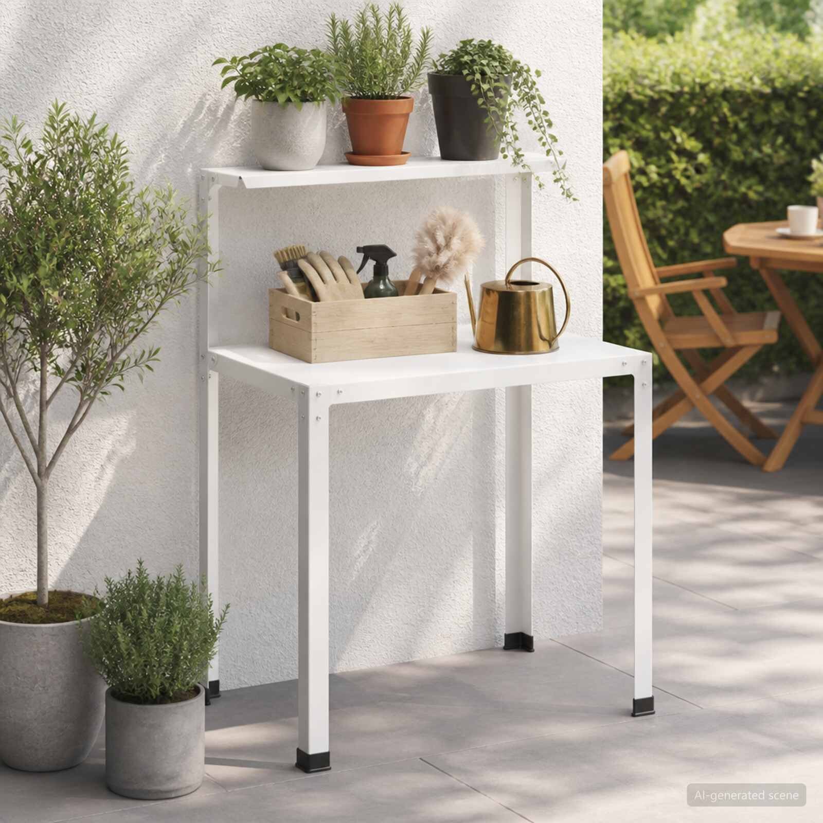 vidaXL Маса за засаждане 60 x 50 x 104 cm Прахово боядисана стомана