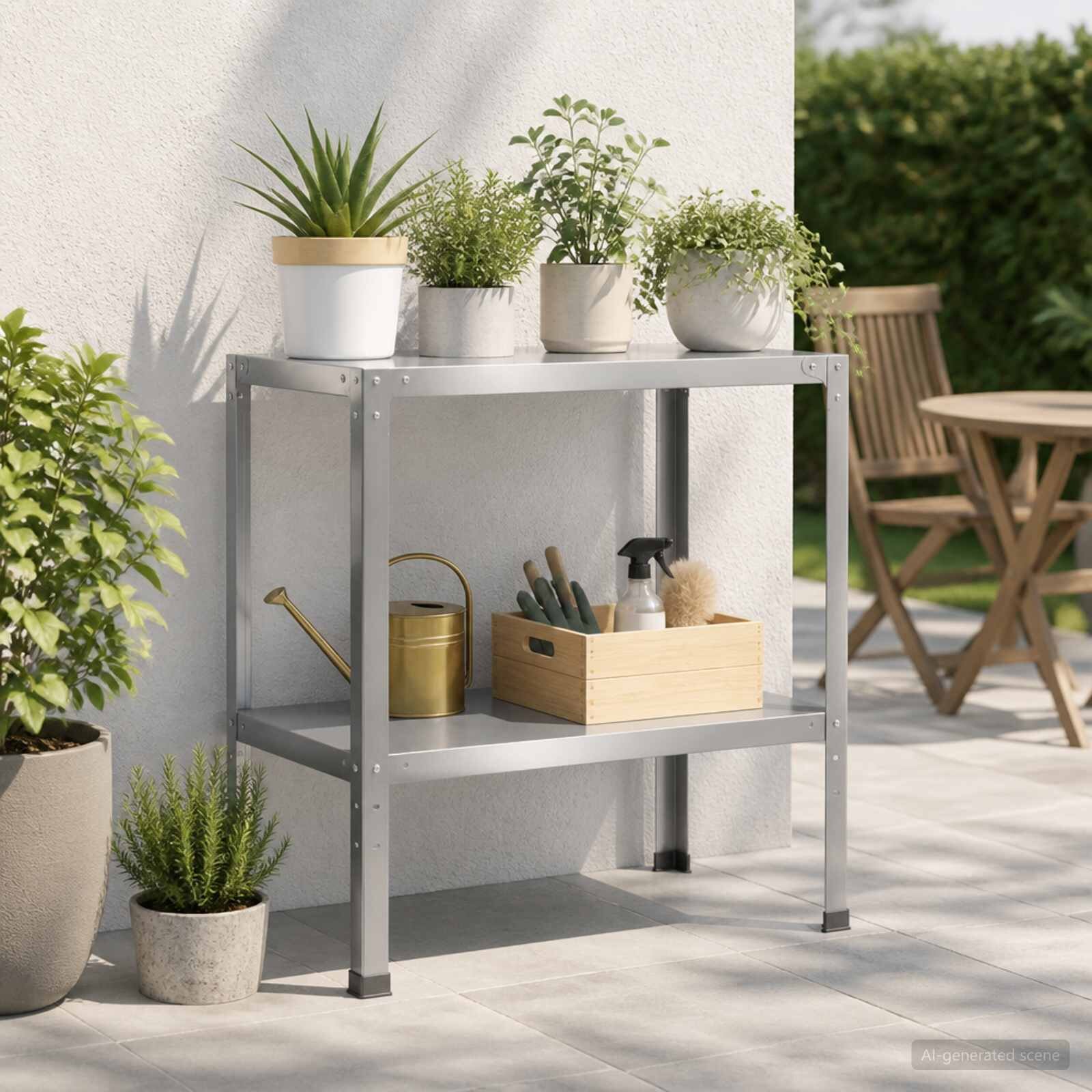 vidaXL Маса за засаждане 60 x 50 x 80 см Поцинкована стомана Сребристо
