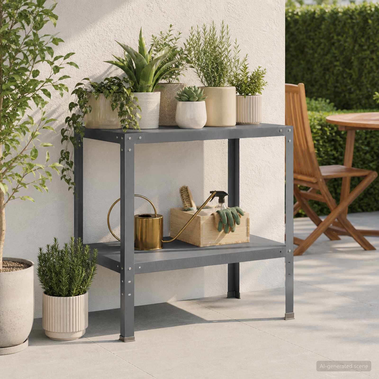 vidaXL Маса за засаждане 60 x 50 x 80 см Прахово боядисана стомана