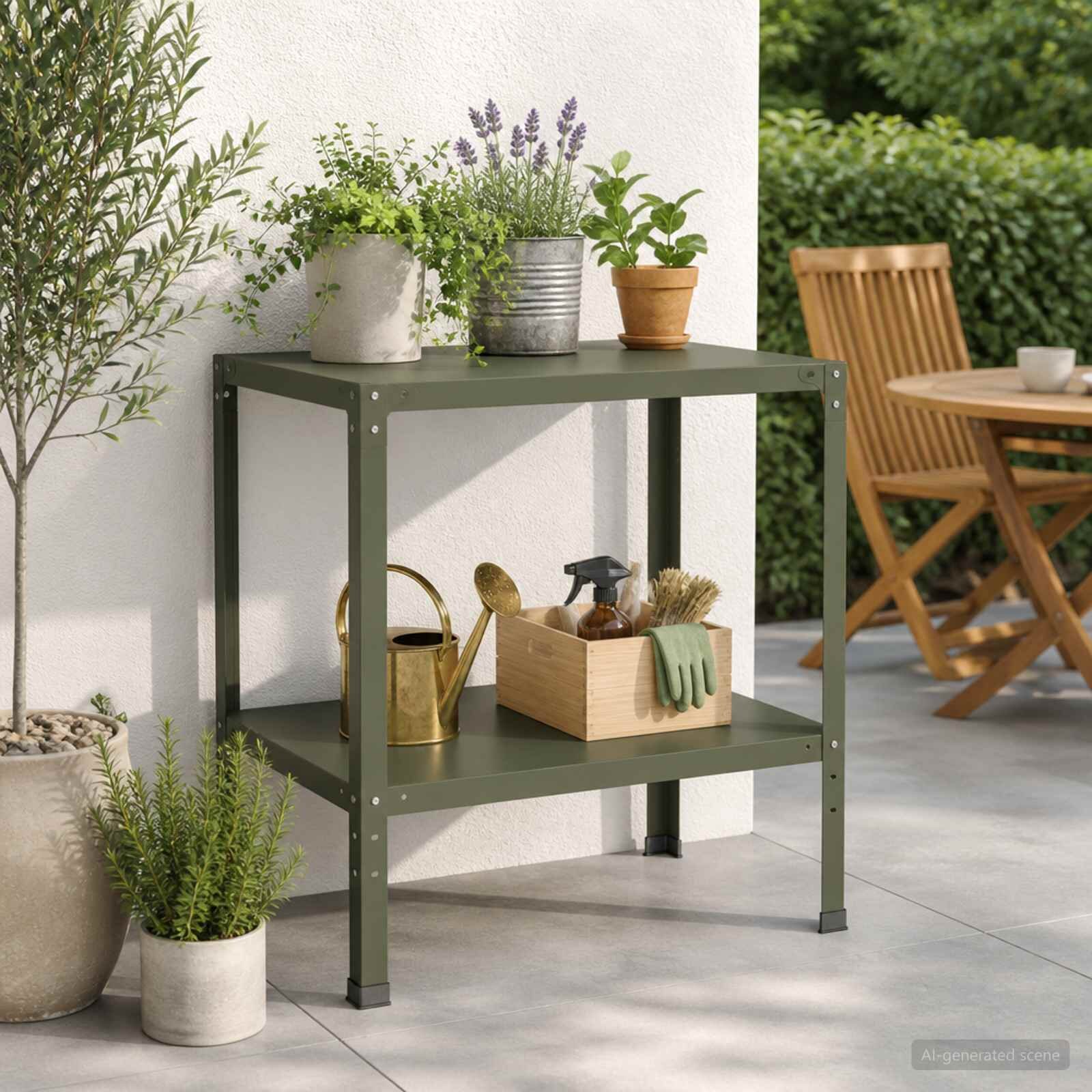 vidaXL Маса за засаждане 60 x 50 x 80 см Прахово боядисана стомана