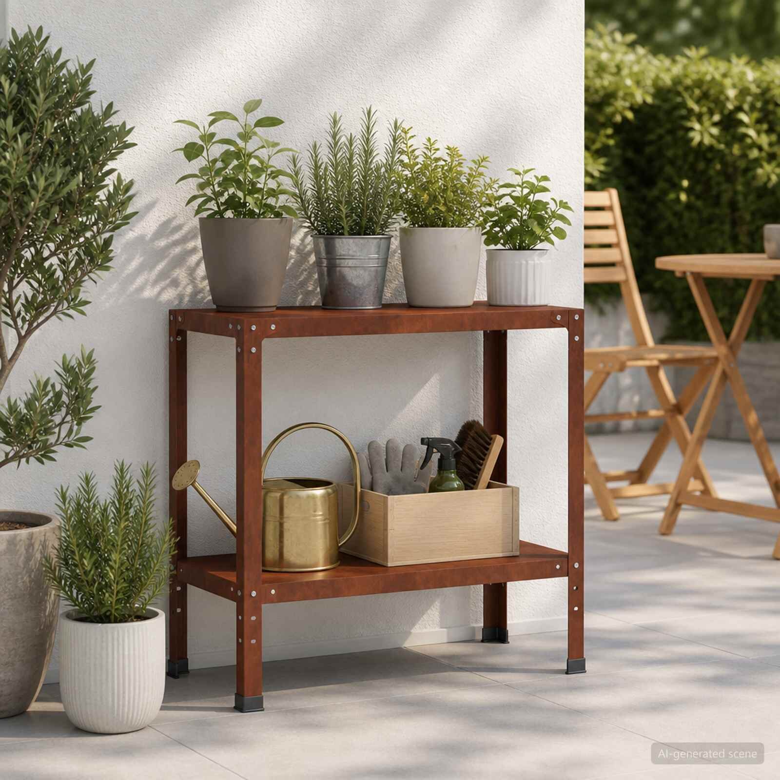 vidaXL Маса за засаждане 80 x 40 x 80 cm Кортенова стомана Ръждясало