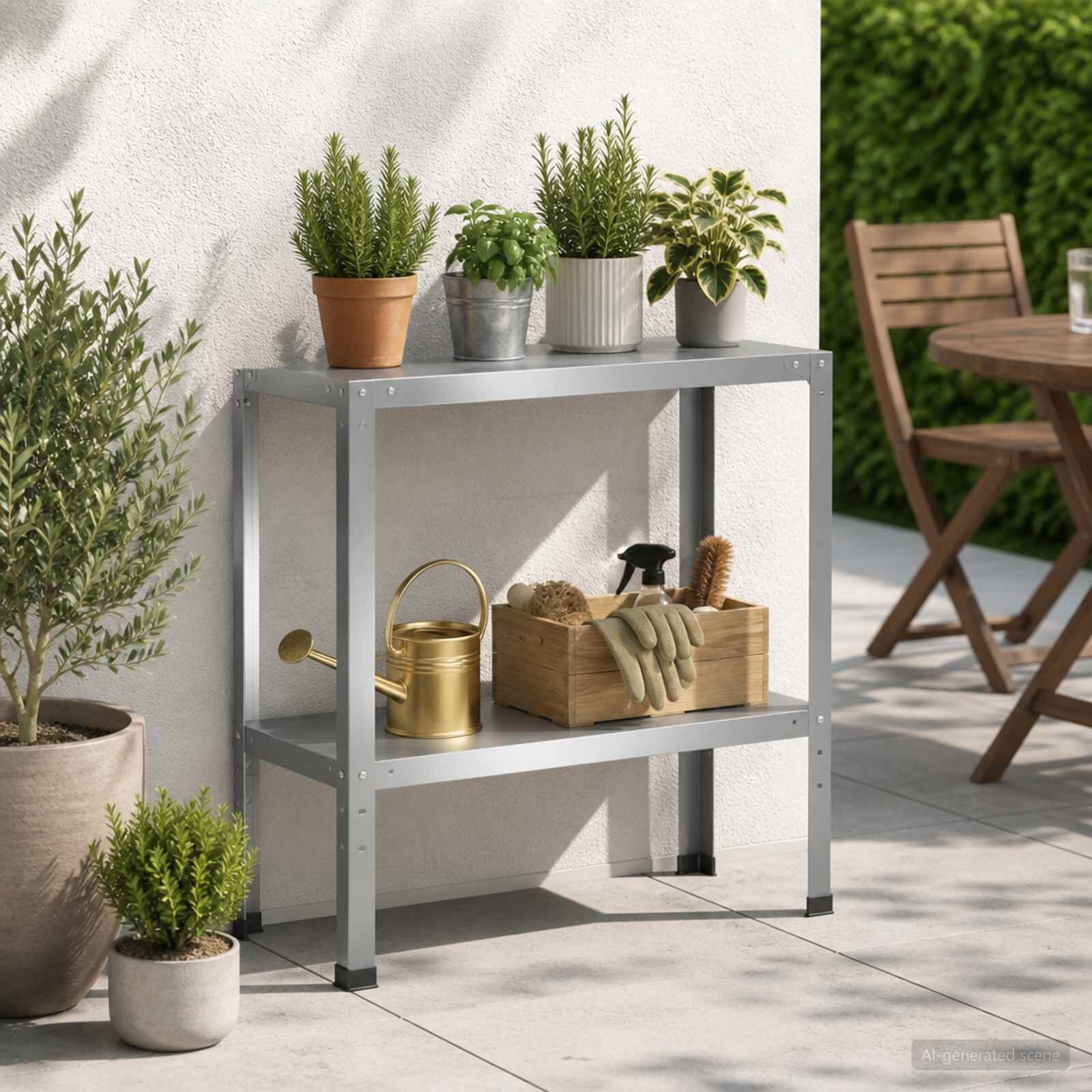 vidaXL Маса за засаждане 80 x 40 x 80 cm Поцинкована стомана Сребристо
