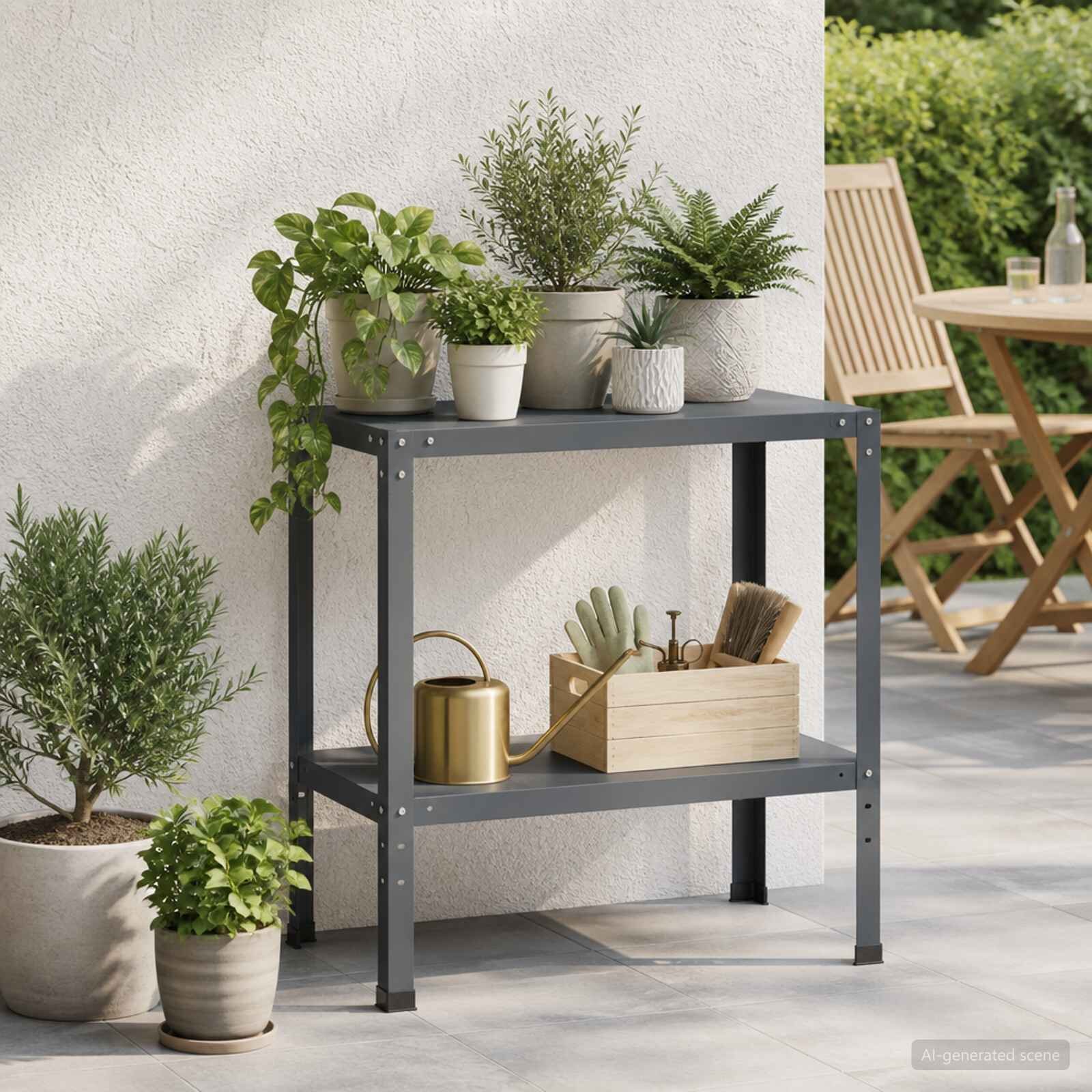 vidaXL Маса за засаждане 80 x 40 x 80 cm Прахово боядисана стомана