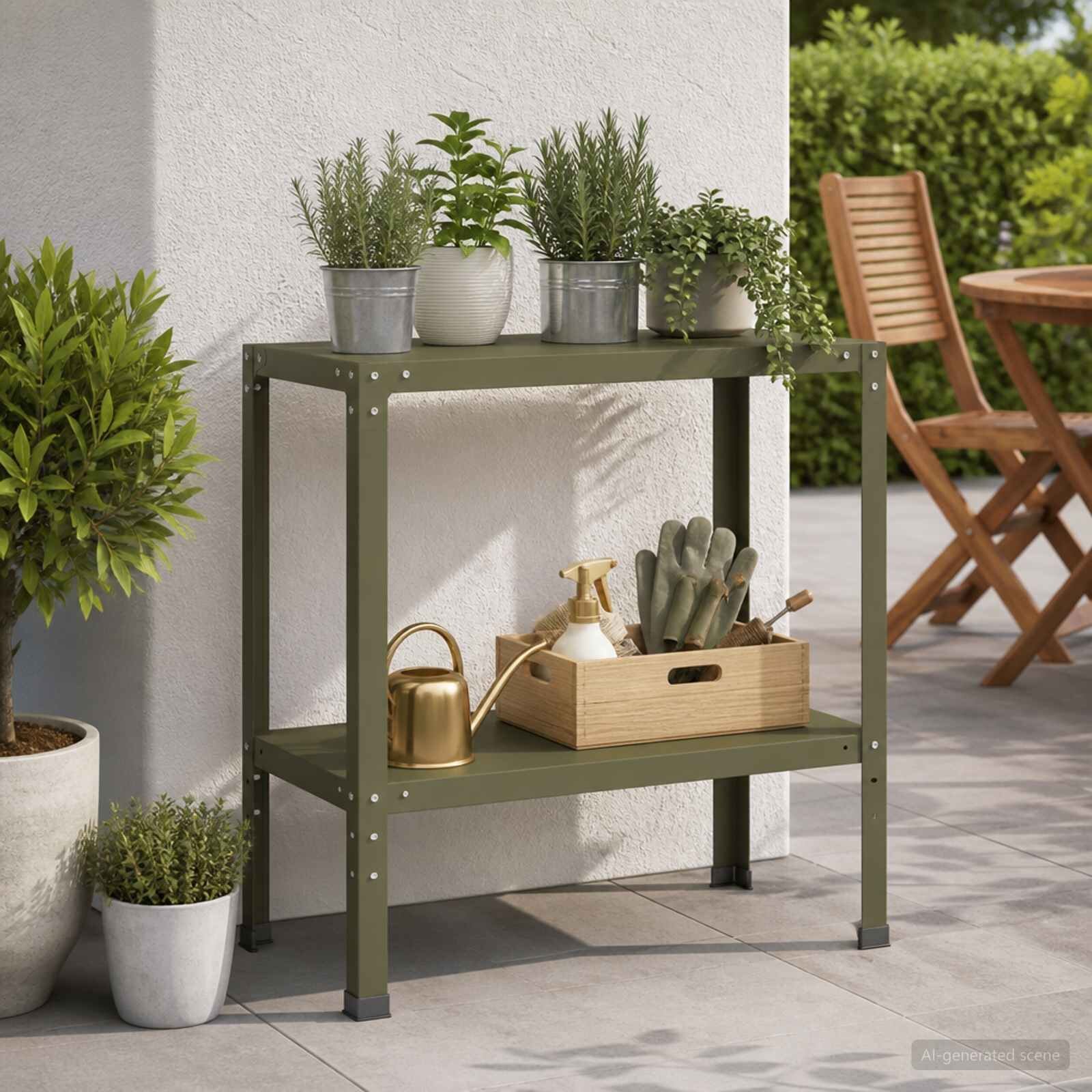 vidaXL Маса за засаждане 80 x 40 x 80 cm Прахово боядисана стомана