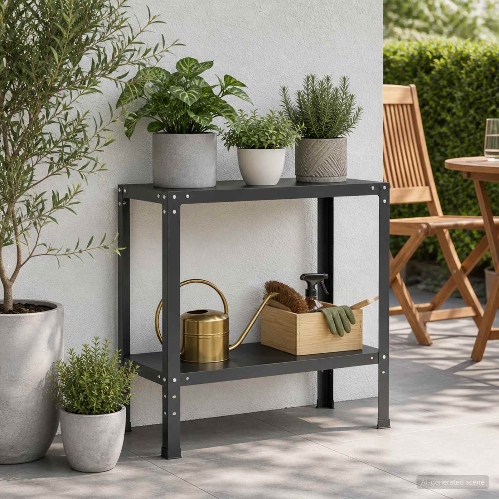vidaXL Маса за засаждане 80 x 40 x 80 cm Прахово боядисана стомана