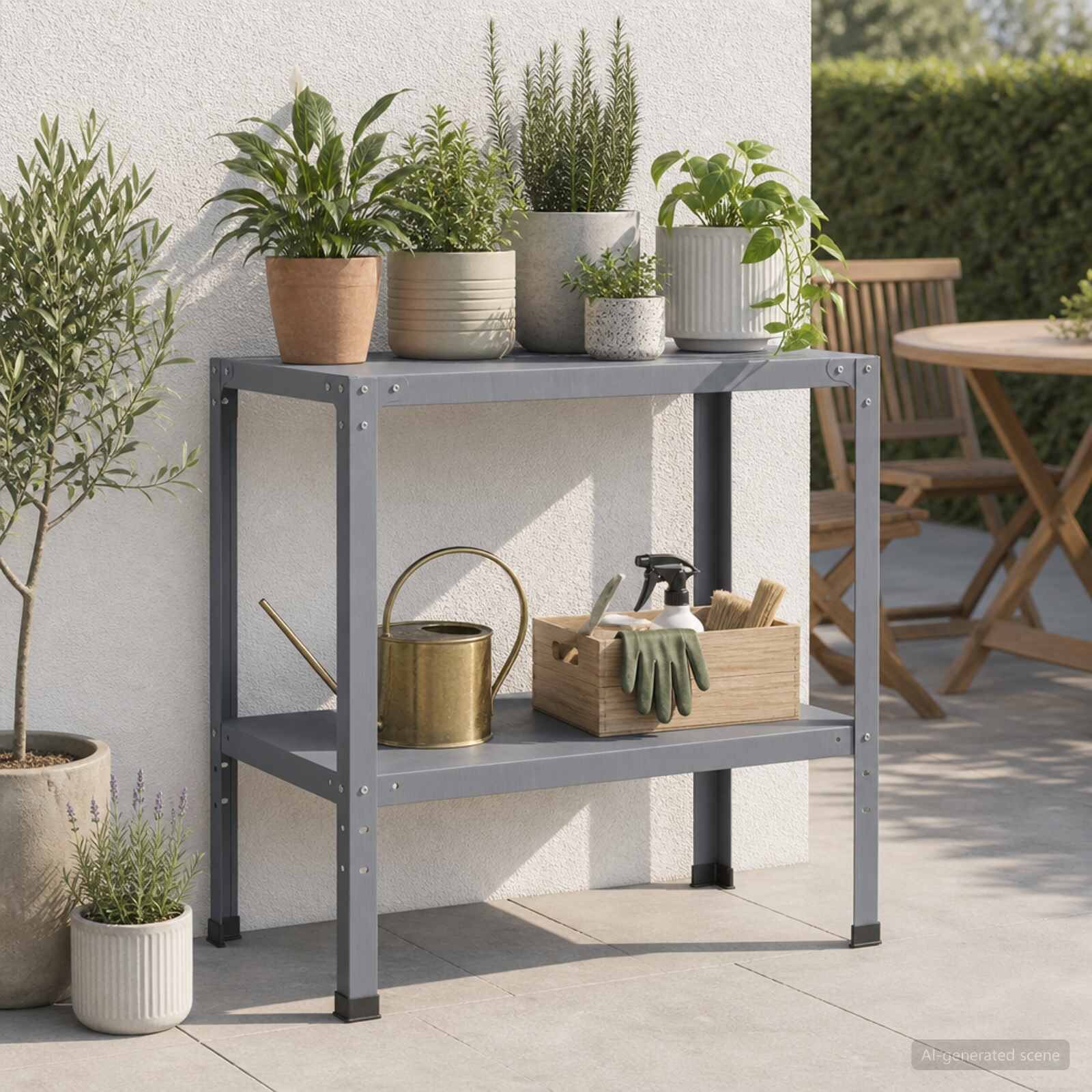 vidaXL Маса за засаждане 80 x 50 x 80 cm Прахово боядисана стомана