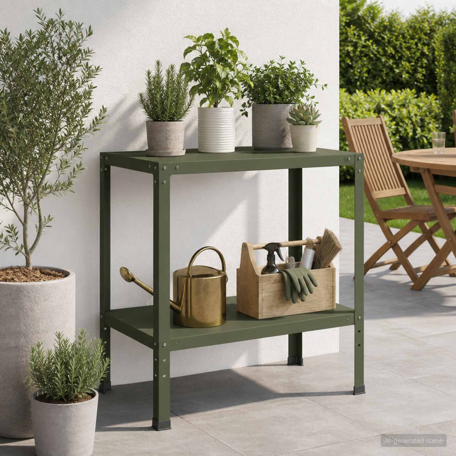 vidaXL Маса за засаждане 80 x 50 x 80 cm Прахово боядисана стомана