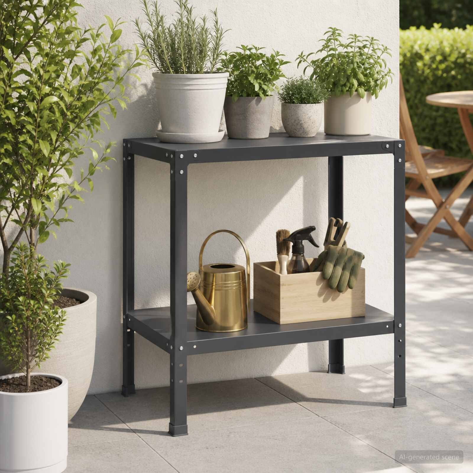 vidaXL Маса за засаждане 80 x 50 x 80 cm Прахово боядисана стомана