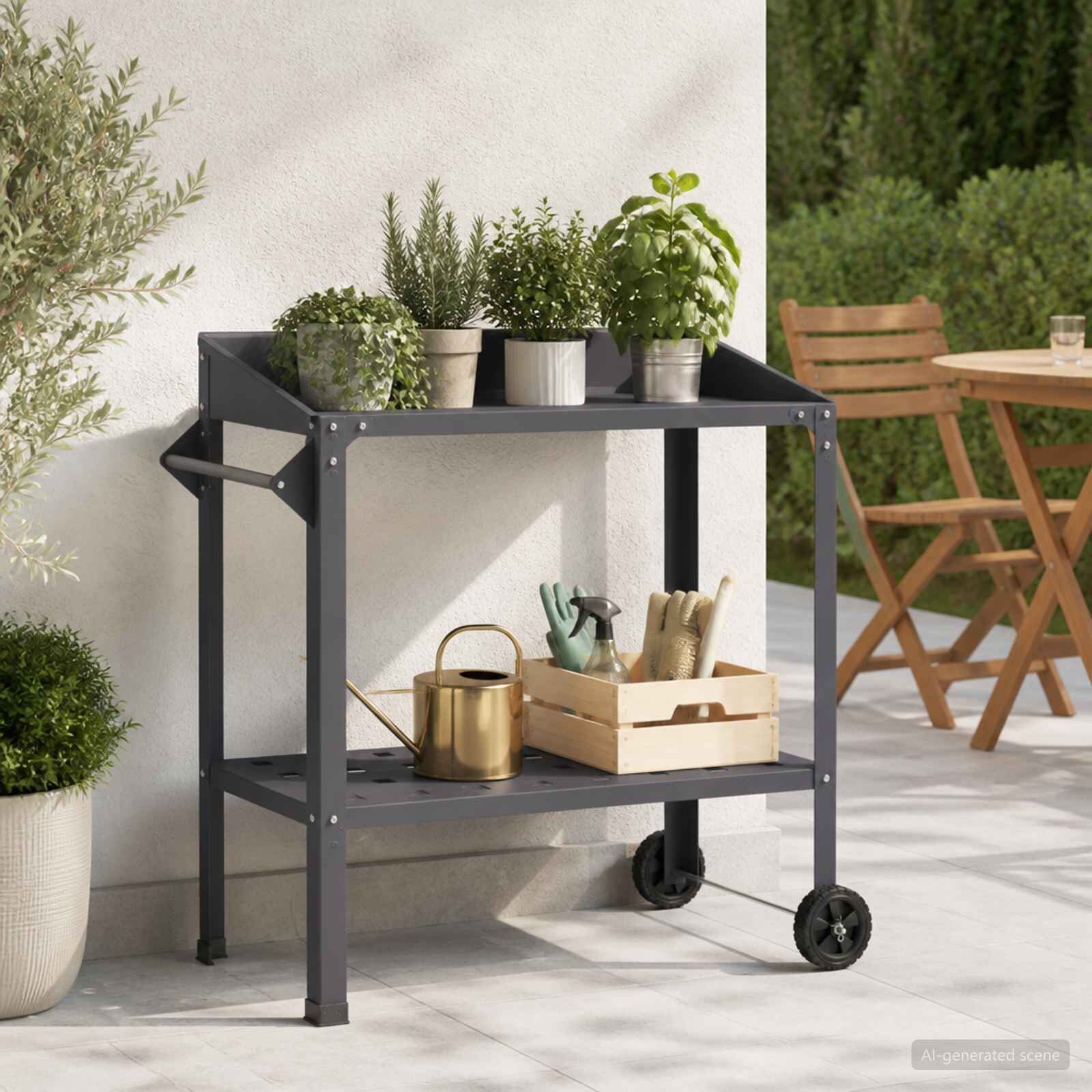 vidaXL Маса за засаждане с колела 96 x 50 x 89 см