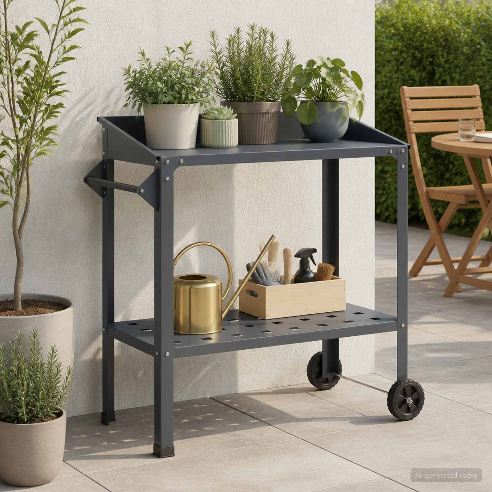vidaXL Маса за засаждане с колела 96 x 50 x 89 см