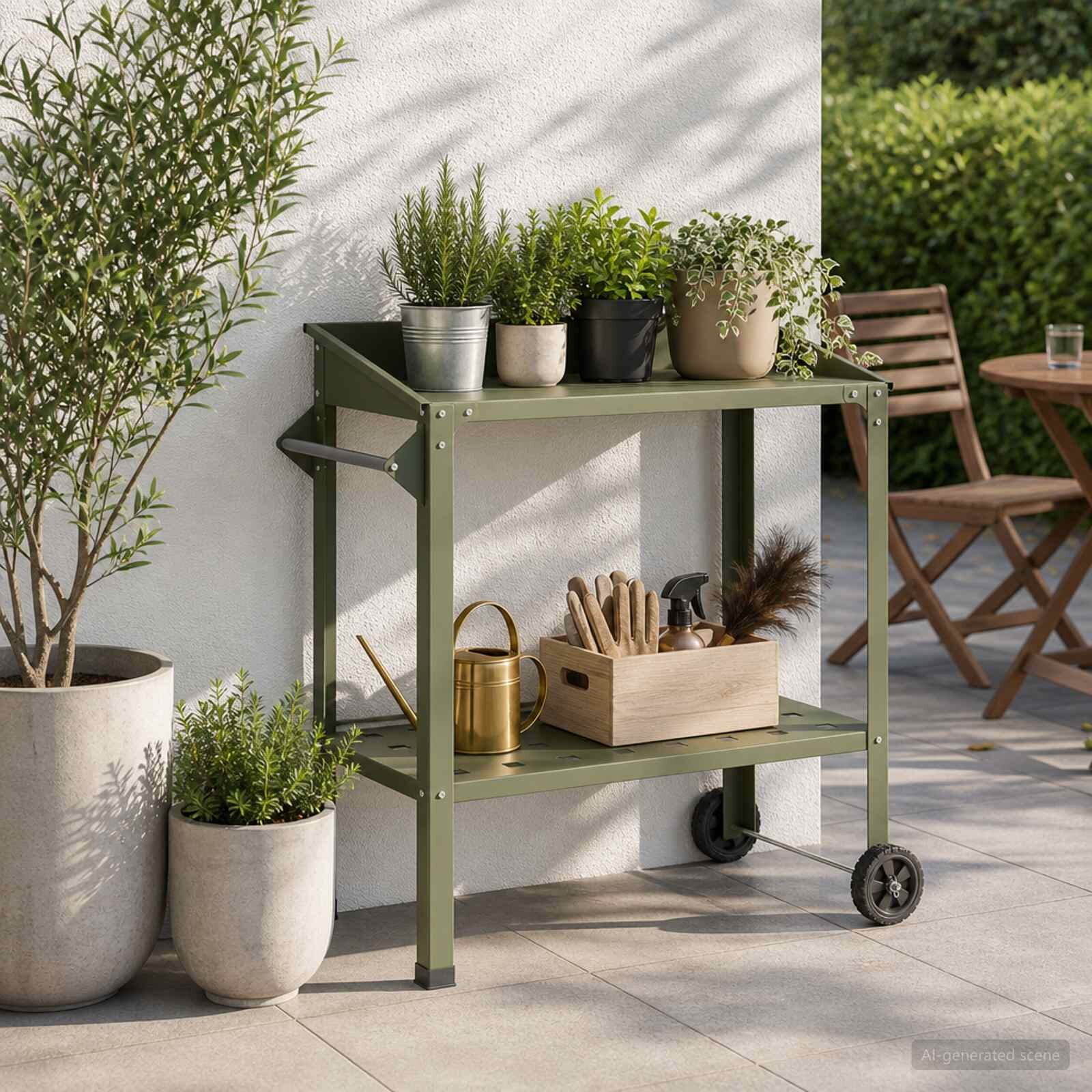 vidaXL Маса за засаждане с колела 96 x 50 x 89 см