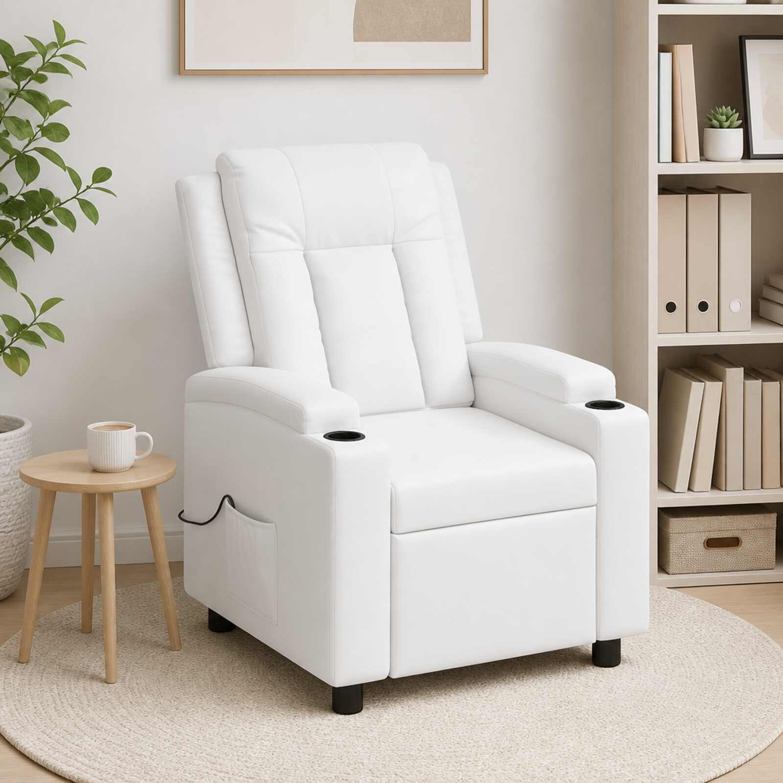 vidaXL Масажен стол реклайнер Бяло 75 x 95 x 100 cm Текстил