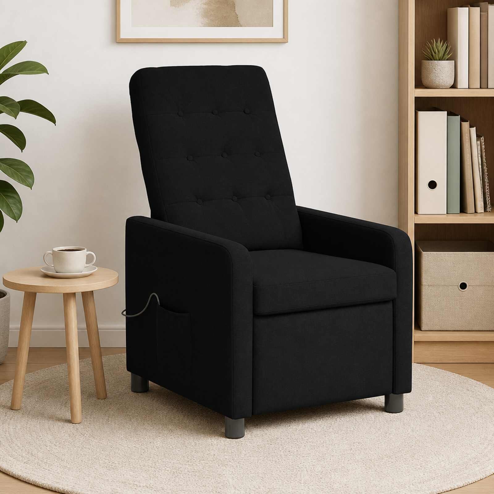 vidaXL Масажен стол реклайнер Черно 65 x 93 x 102 cm Текстил