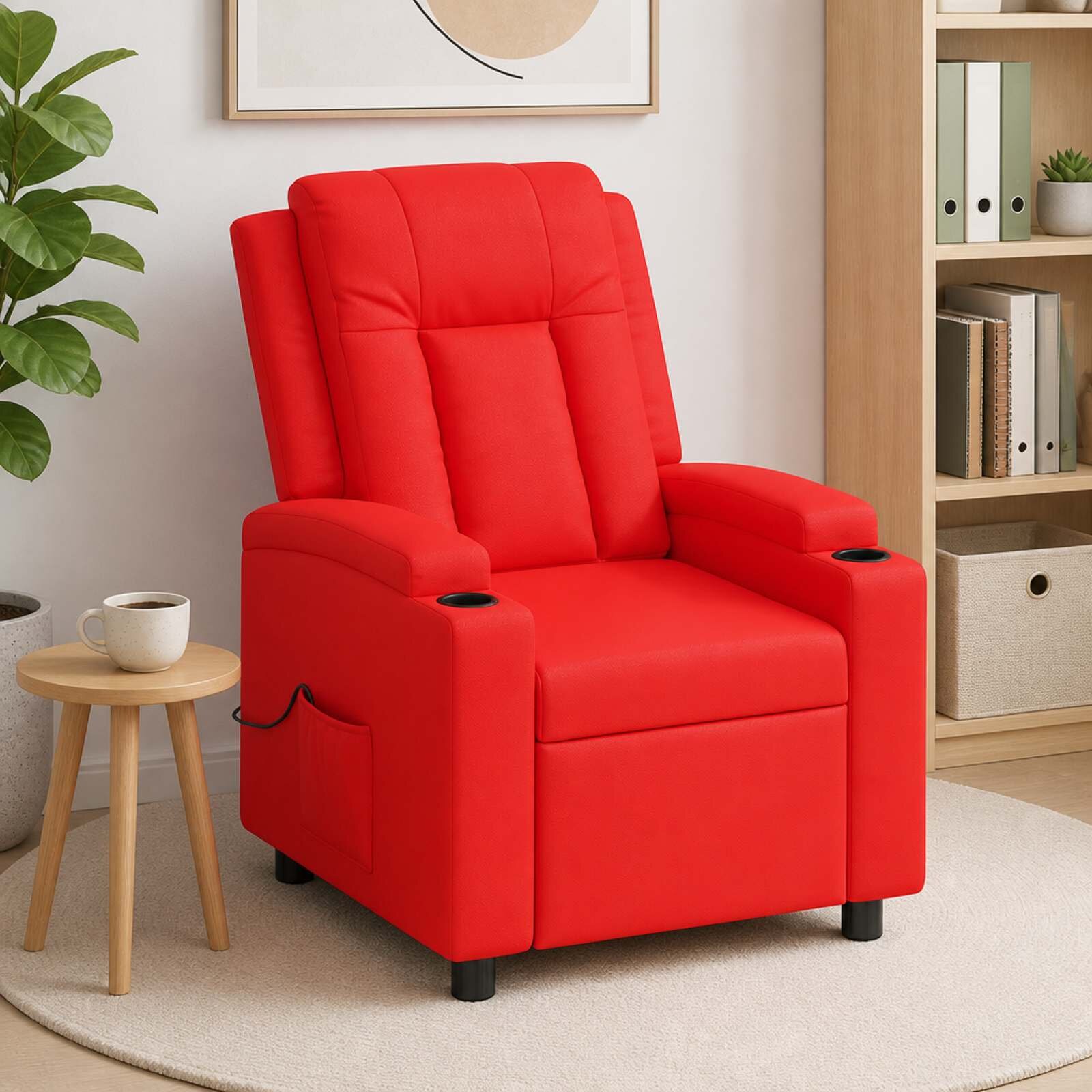 vidaXL Масажен стол реклайнер Червено 75 x 95 x 100 cm Текстил