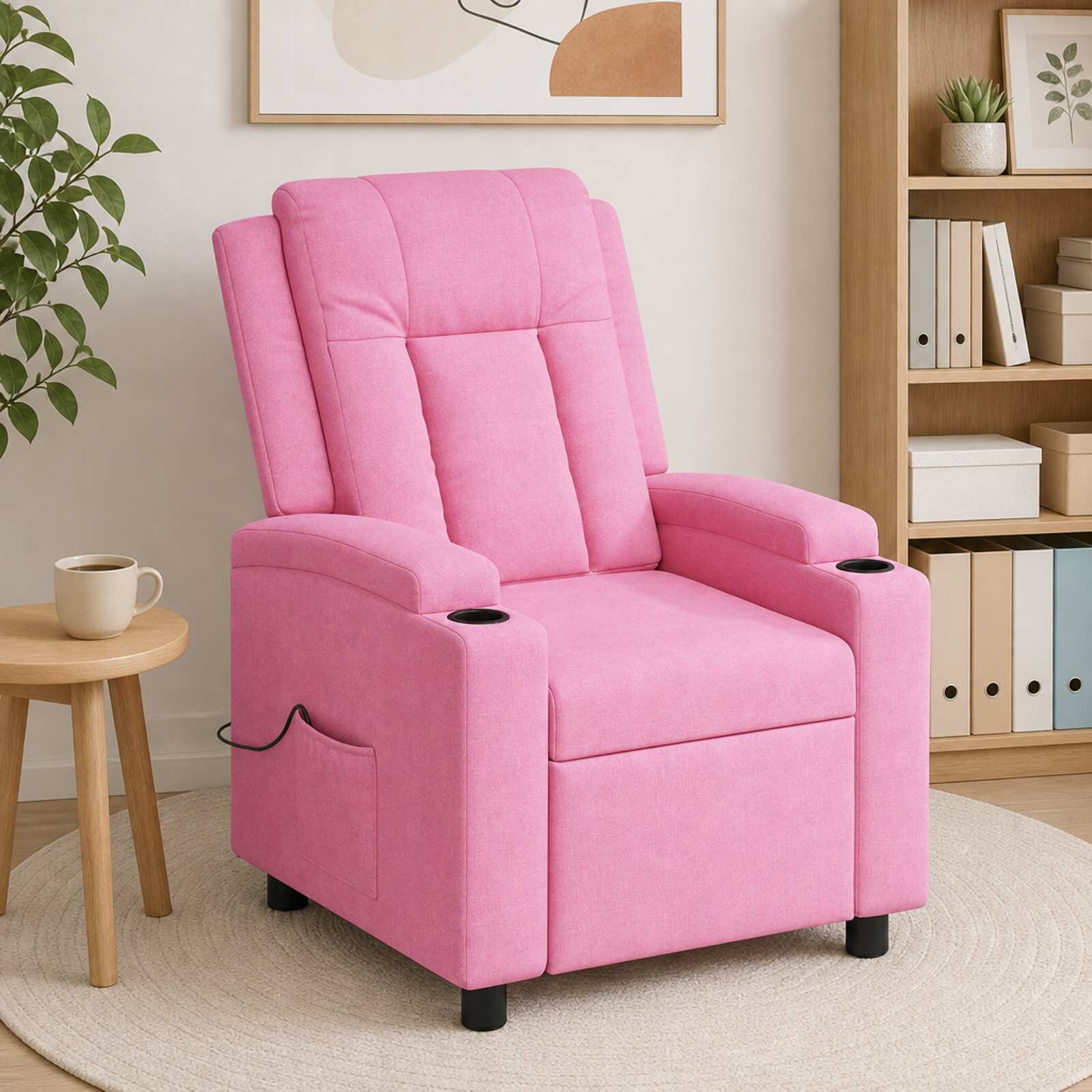 vidaXL Масажен стол реклайнер Розово 75 x 95 x 100 cm Текстил